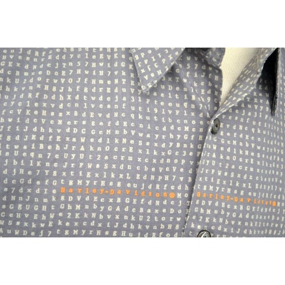 HARLEY DAVIDSON Mens Short Sleeve Button Front Shirt SIZE MEDIUM All Over Letter - Picture 5 of 6